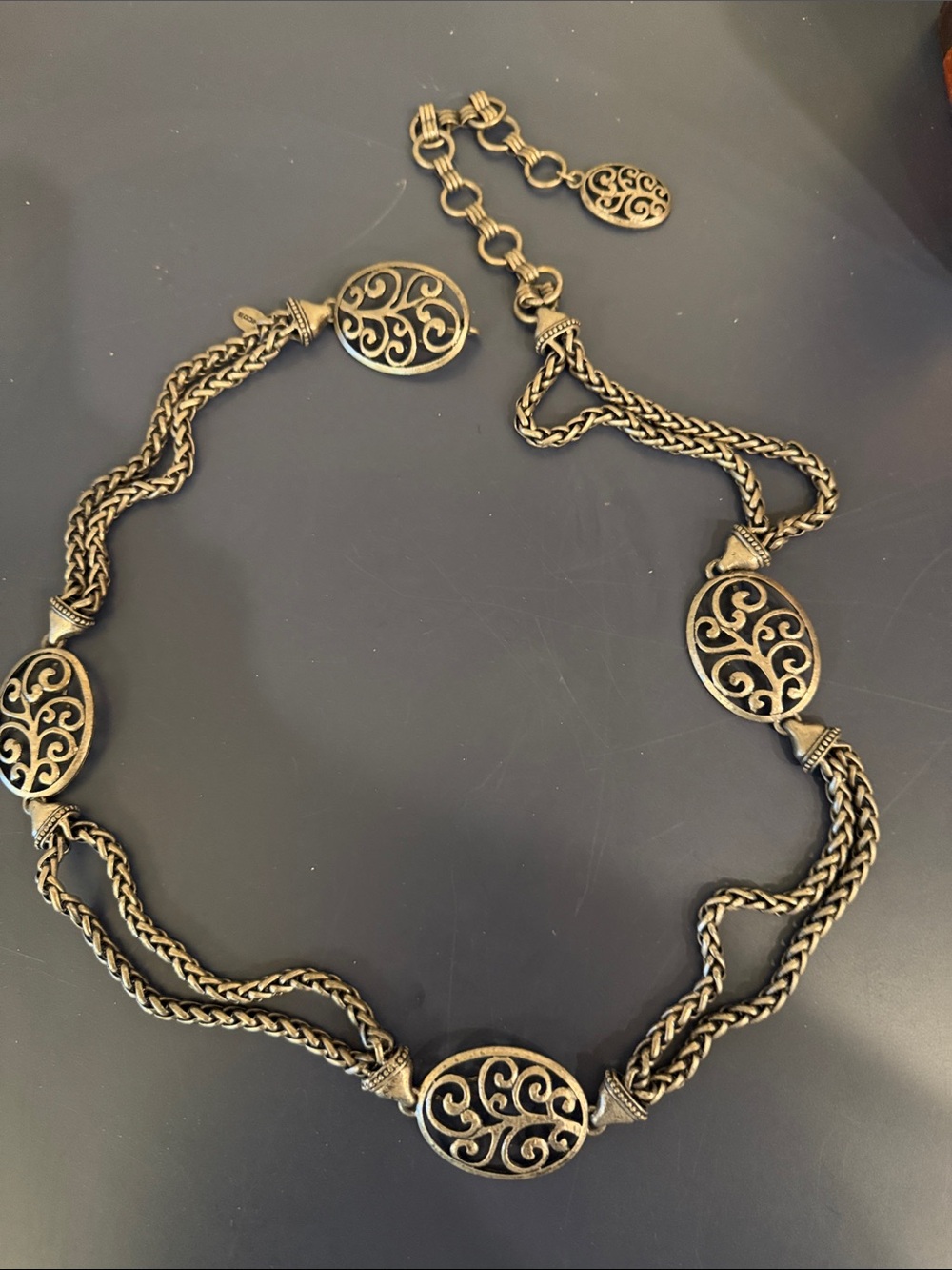 Chicos Antique Silver Medallion Belt Adjustable up to 39 inches long